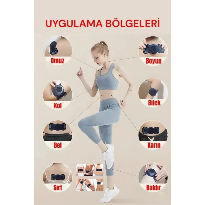 8 Modlu Mini Şarjlı Kelebek Lcd Ekran Ems Boyun Omuz Kol Sırt Elektrikli Masaj Bantı Kas Stimülatörü
