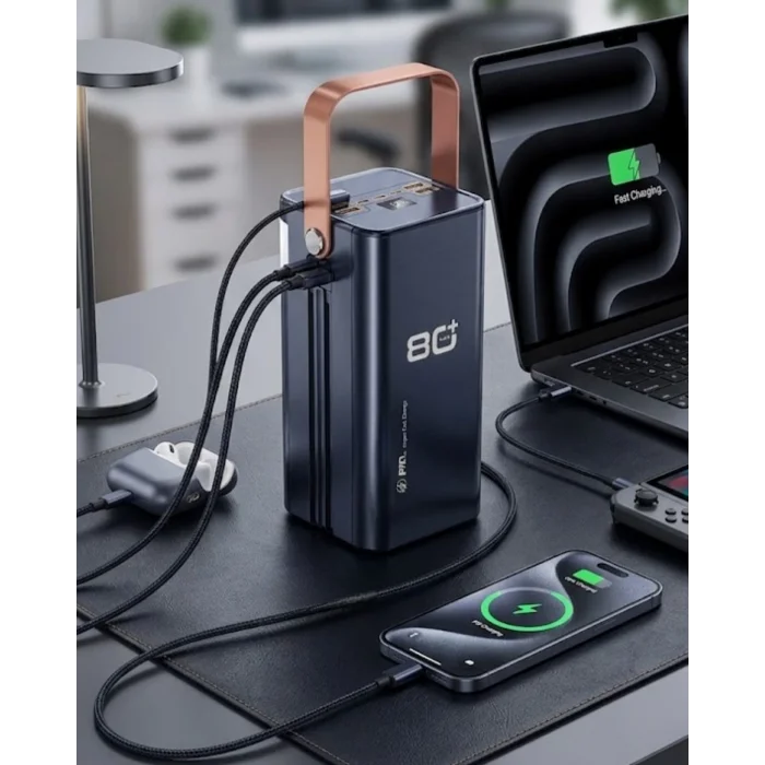 80000 mAh Taşınabilir Powerbank Süper Hızlı Şarj Çoklu Çıkış ve LED Göstergeli