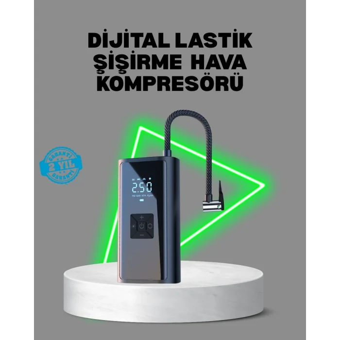 80W Kablosuz Dijital Ekranlı Taşınabilir Lastik Şişirme Pompası