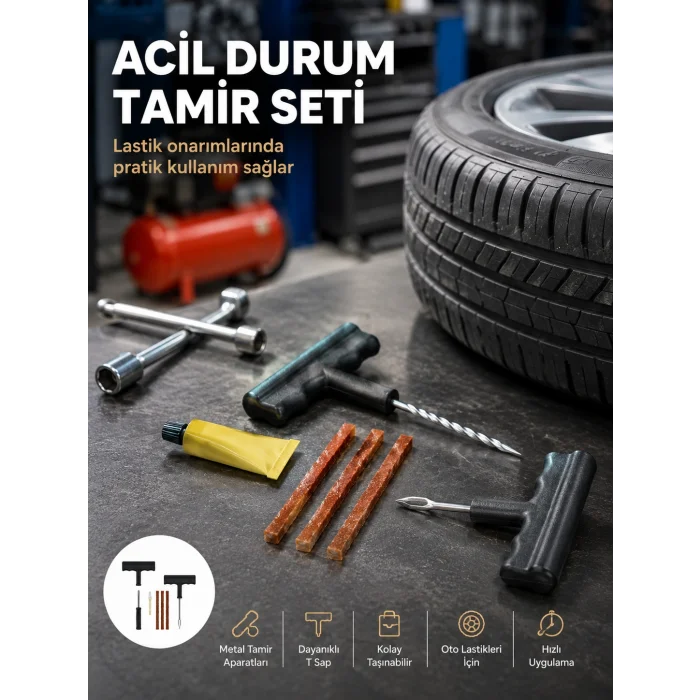 Acil Durumların Kurtarıcısı Çok Amaçlı Lastik Tamir Seti