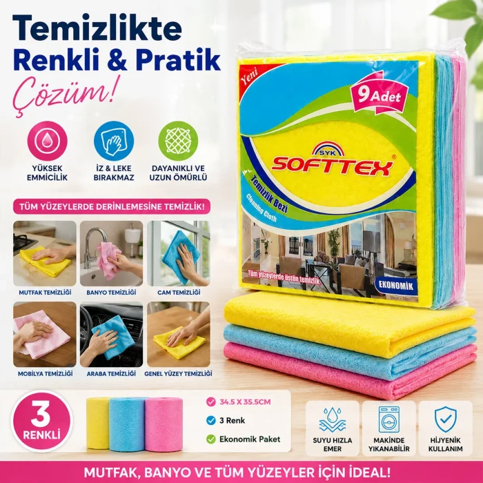 ACORD KOD-384 9 PARÇA  TEMİZLİK BEZİ 35X37CM (5047)
