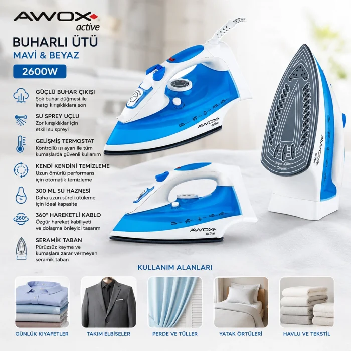 ACTİVE BUHARLI ÜTÜ 2600 WATT (5047)