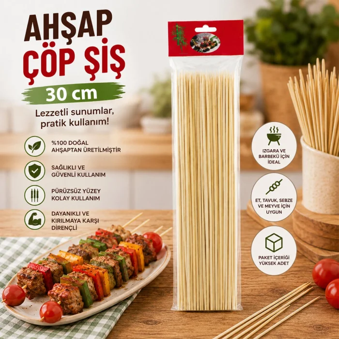 AHŞAP ÇÖP ŞİŞ 30CM 46PCS (5047)