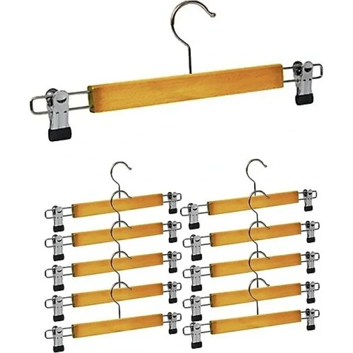 10 ADET AHŞAP METAL UÇLU PANTOLON VE ETEK ASKISI (5047)