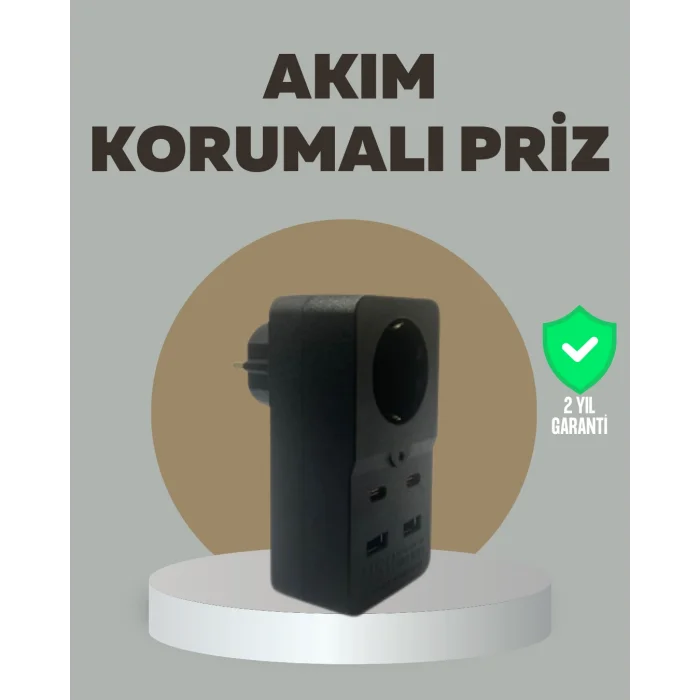 Akıllı Akım Dengelemeli Priz 2500W 4 USB Type C Çıkışlı