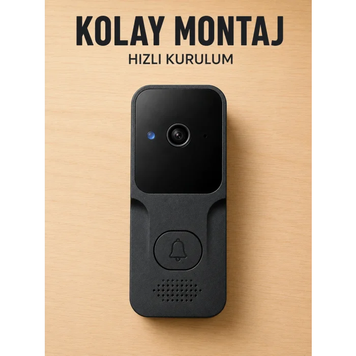 Akıllı Görüntülü Kapı Zili HD Kamera, Hareket Bildirimi ve Kablosuz Kurulum
