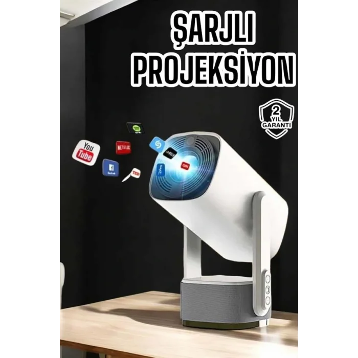 Akıllı Projeksiyon Powerbankli Taşınabilir Sinema Projektörü 4k HD Kaliteli