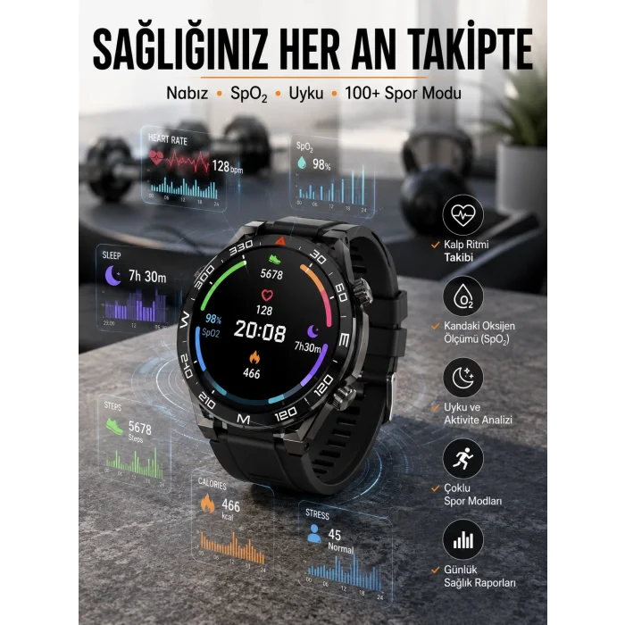 Akıllı Saat 2024 Model Arama Cevaplayan Uyku ve Sağlık Takibi