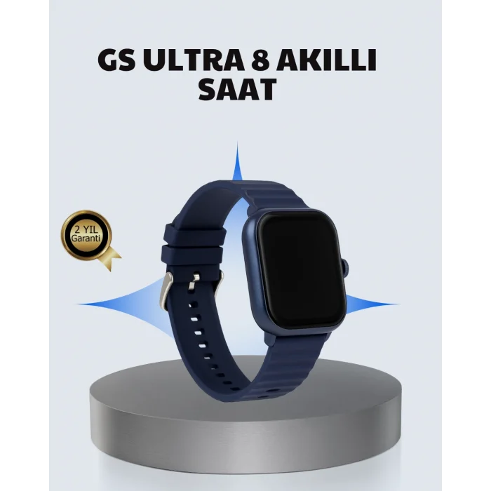 Akıllı Saat 360 mAh Çoklu Spor Modlu Lacivert Siyah Kordon