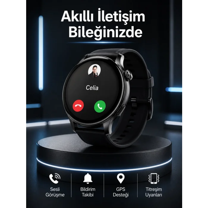 Akıllı Saat Bildirim Görme Amoled Ekran GPS Uyumlu Sesli Görüşme
