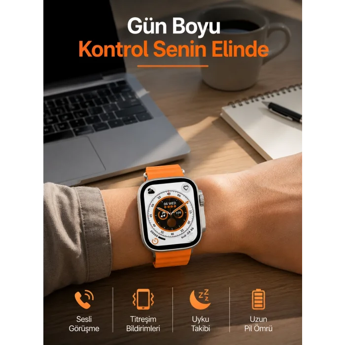 Akıllı Saat GPS Özelliği Bildirim Görme Adımsayar Sesli Görüşme Yapabilen Yeni Nesil