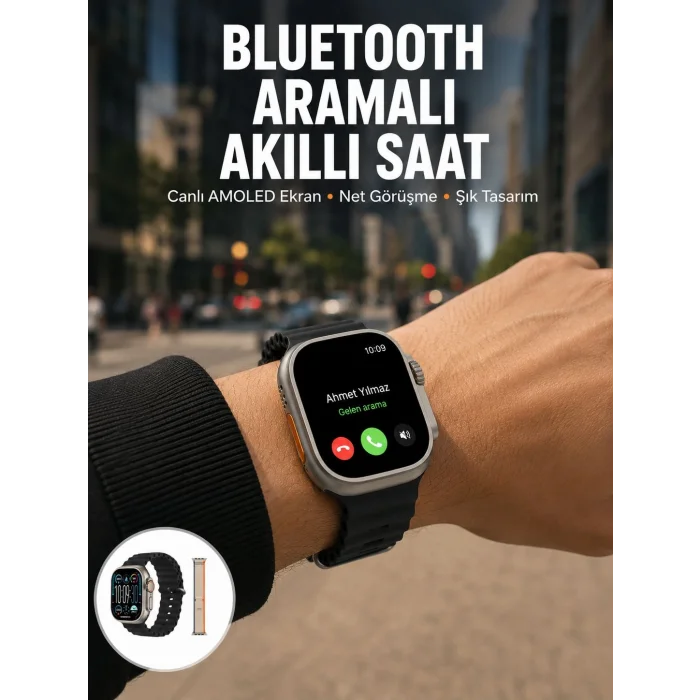 Akıllı Saat Kol Saati Android ve İOS Uyumlu Nabız Ölçer Sesli Asistan Yeni Nesil