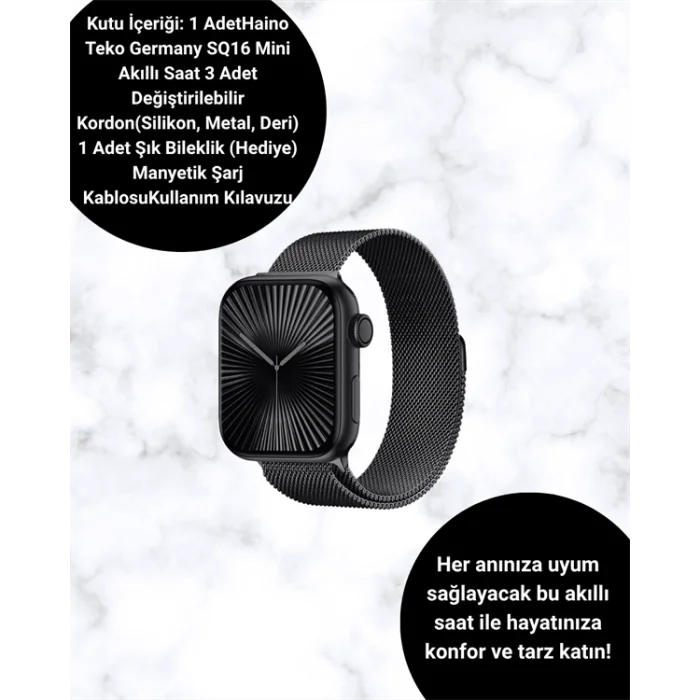 Akıllı Saat SQ-16 Mini Series 10 | Unisex Tasarım, Sağlık ve Spor Takibi