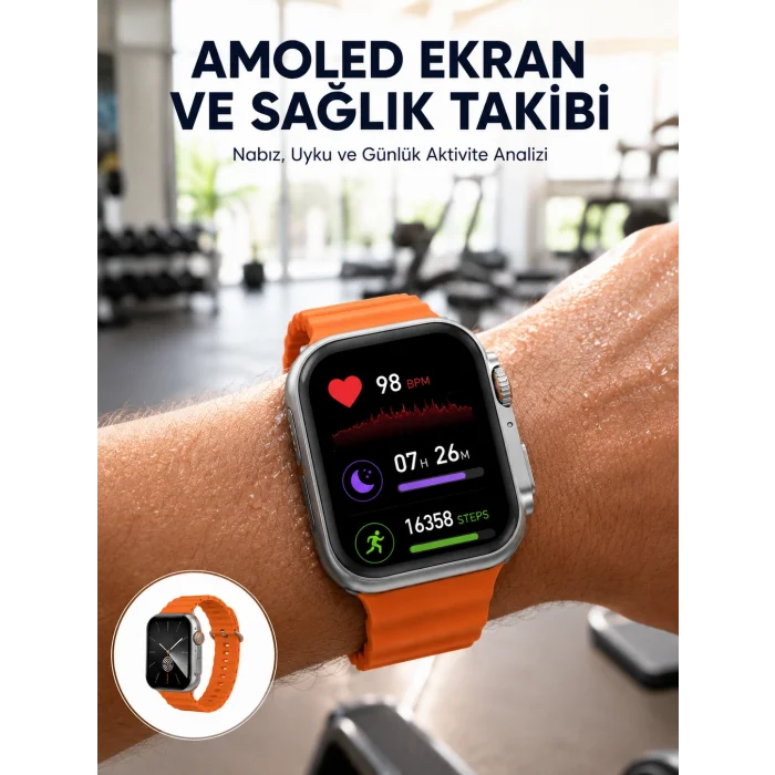 Akıllı Saat Unısex Zarif Görünümlü Titanyum Kasa Amoled Ekran Müzik Dinleme Yeni Nesil