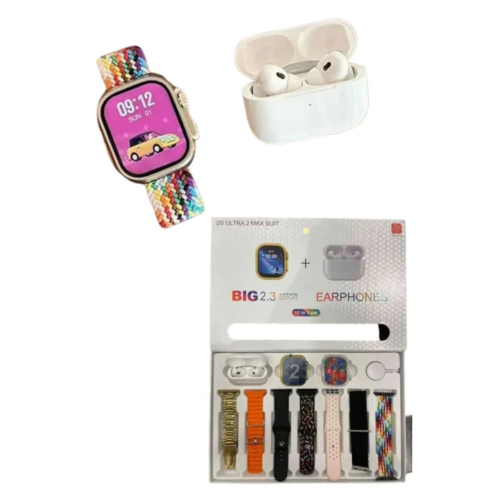 Akıllı Saat ve Air Pro Kulaklık 7 Kordonlu Çok Fonksiyonlu İkili Set