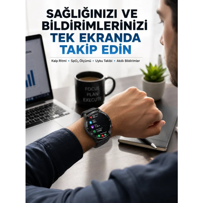 Akıllı Saat Yeni Model Sesli Asistan Bildirim Görme Bluetooth Bağlantılı Müzik Dinleme