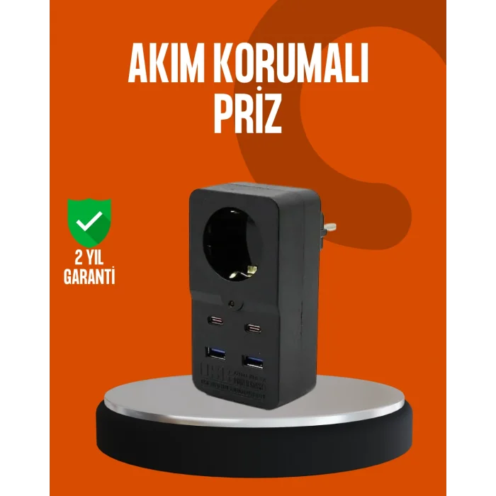 Akım Korumalı Priz 4 USB Type C Destekli Yüksek Isı Dayanımlı