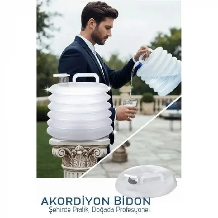 Akordiyon Bidon - Katlanabilir Lüks Su Taşıma Ünitesi | 10l Şeffaf Tasarım 722568