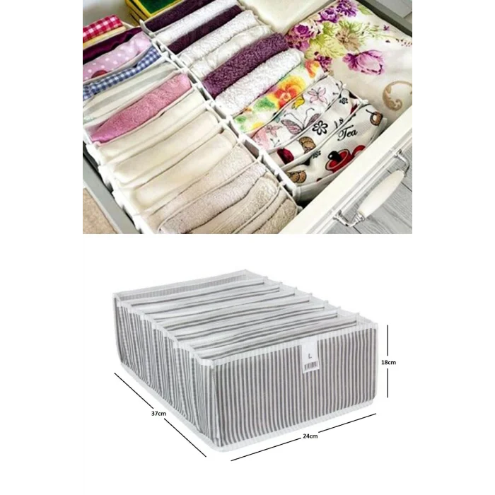 Akordiyon Çekmece  Düzenleyici Organizer 8 Gözlü L Beden Çorap Çamaşır Havlu Düzenleyici