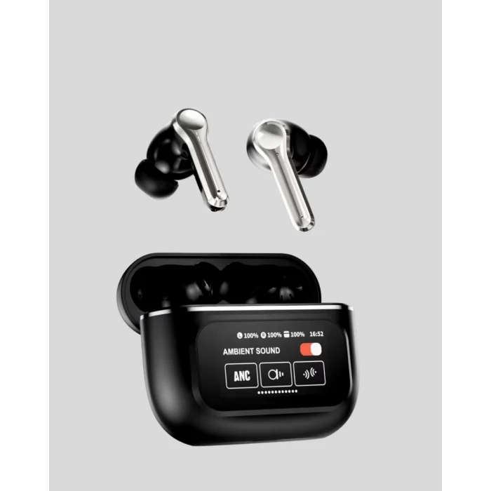 Aktif Gürültü Engelleme (ANC) Kablosuz Bluetooth Kulaklık – Dijital Ekranlı, Dokunmatik ve Uzun Pil Ömürlü