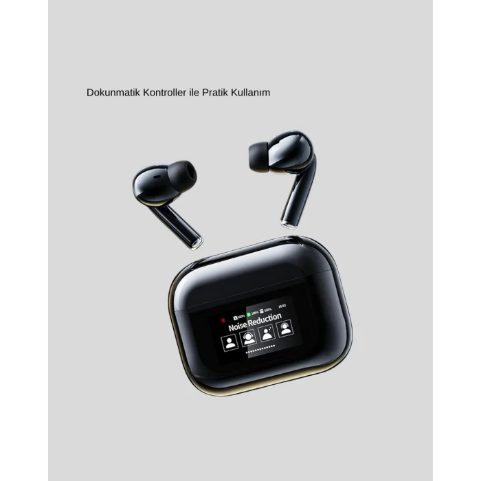 Aktif Gürültü Engelleme (ANC) Kablosuz Bluetooth Kulaklık – Dijital Ekranlı, Dokunmatik ve Uzun Pil Ömürlü