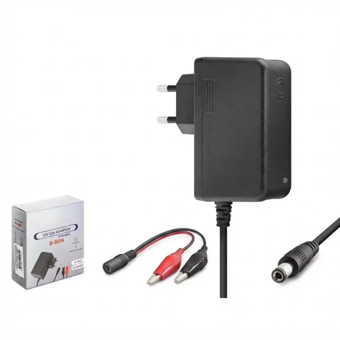 Akü Şarj Cihazı 12V 1.2A 14.4W Krokodil Uç Akü Şarj Adaptörü