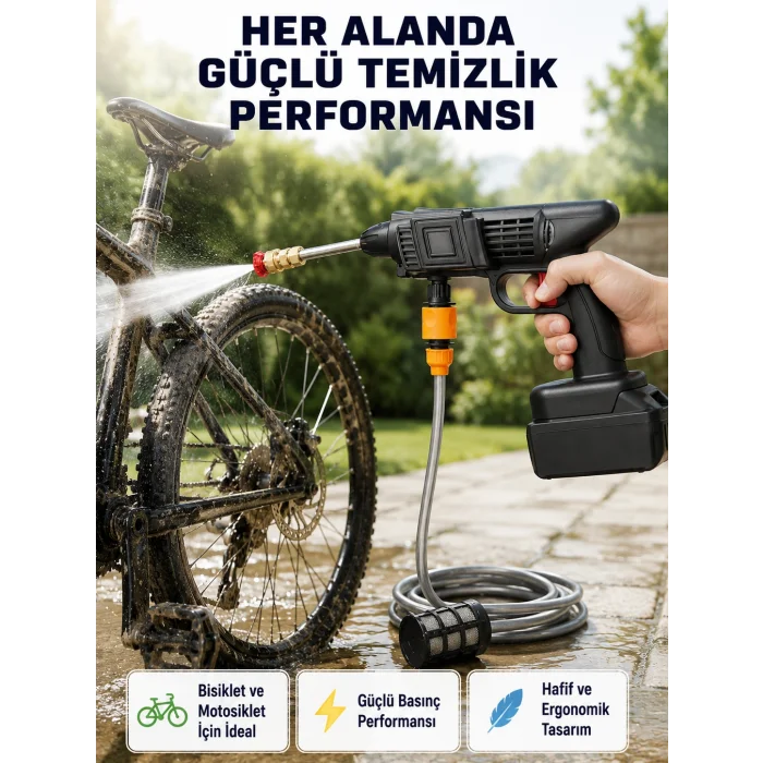 Akülü Araba Yıkama Makinesi 21V Güçlü Basınçlı ve Çift Akülü Taşınabilir