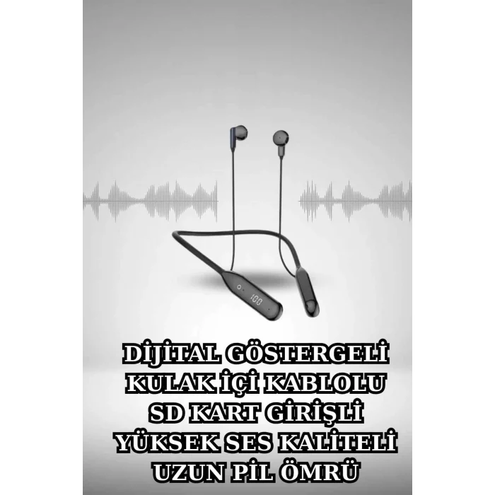 Alarm ve Titreşim Özellikli Akıllı Saat ve Mikrofonlu Kablolu Bluetooth Kulaklık 60 Saat