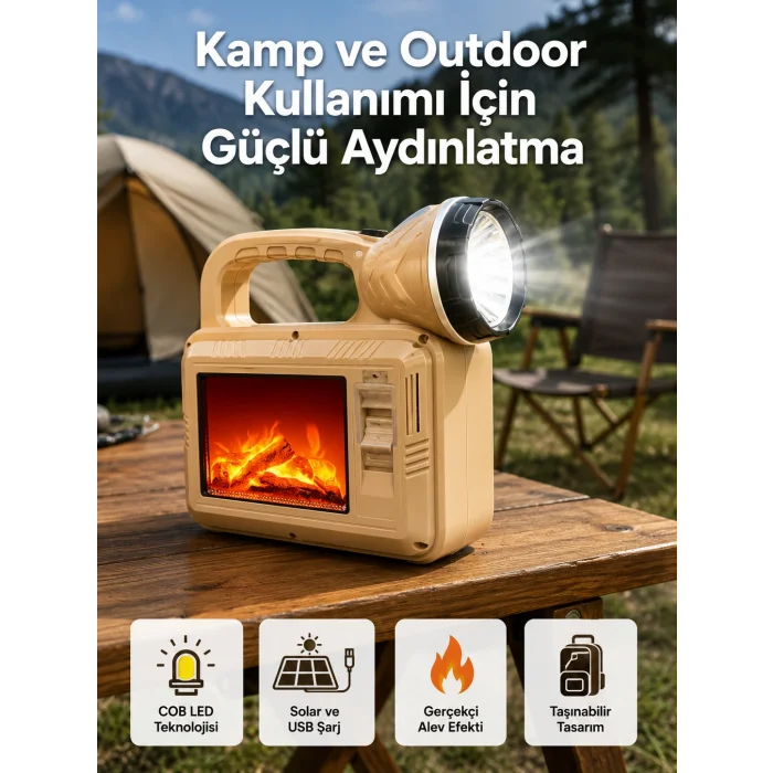 Alev Efektli Güneş Enerjili Lamba – Su Geçirmez