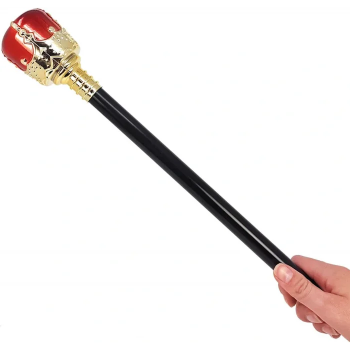 Altın Renk 60 cm Kral Tacı Kraliyet Tacı ve Kırmızı Topuzlu Kral Asası Seti (5047)