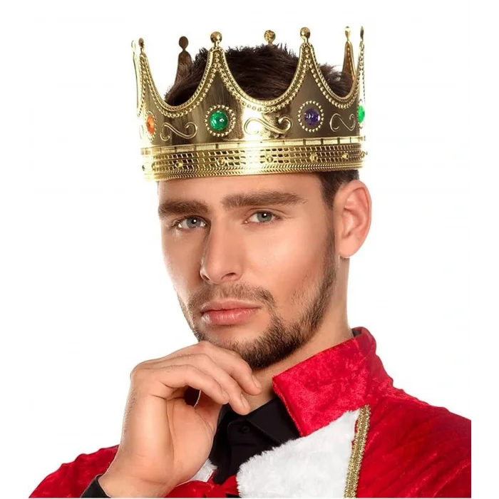 Altın Renk Yetişkin Çocuk Uyumlu Kral Tacı 60 cm (5047)