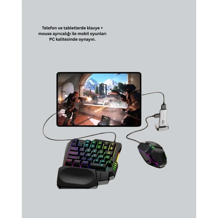 Android Uyumlu Oyun Klavye Mouse Seti | Taşınabilir & Dayanıklı