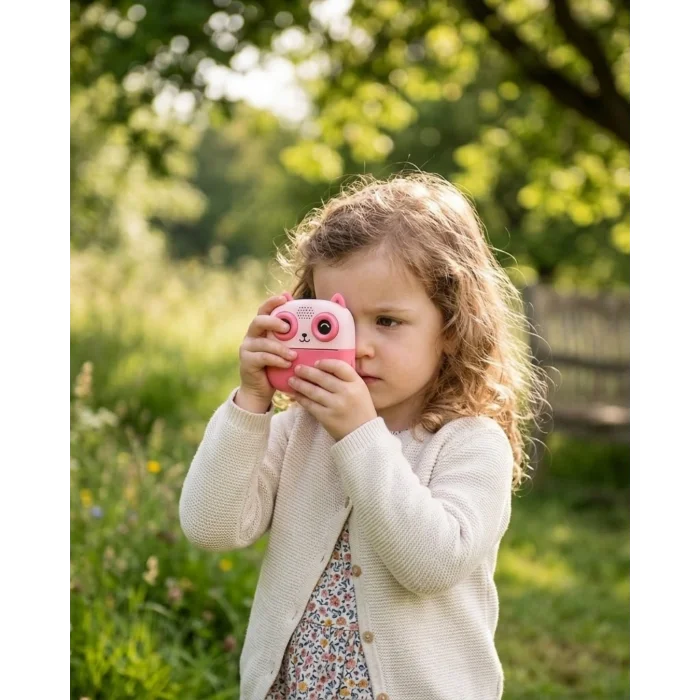 Anında Fotoğraf Baskılı Çocuk Kamerası 5 Rulo Kağıt 6 Renk Kalem Hediyeli Eğitici Oyuncak Kamera