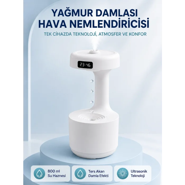 Anti Yerçekimi Su Damlası Hava Nemlendirici 800 ml Ultrasonik Aroma Difüzör