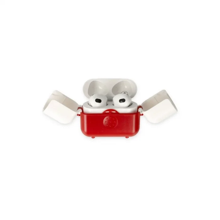 Apple Airpods 3 (3.nesil) Basmalı Kılıf - Kırmızı-beyaz