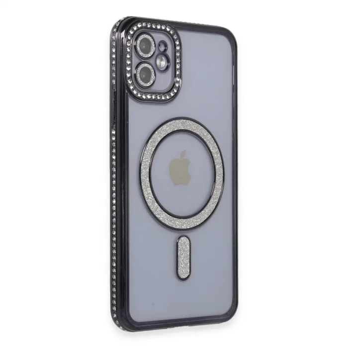 İphone 11 Kılıf Joke Simli Magneticsafe Kılıf - Siyah