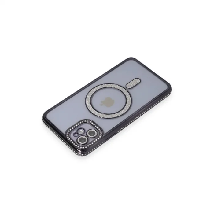 İphone 11 Kılıf Joke Simli Magneticsafe Kılıf - Siyah