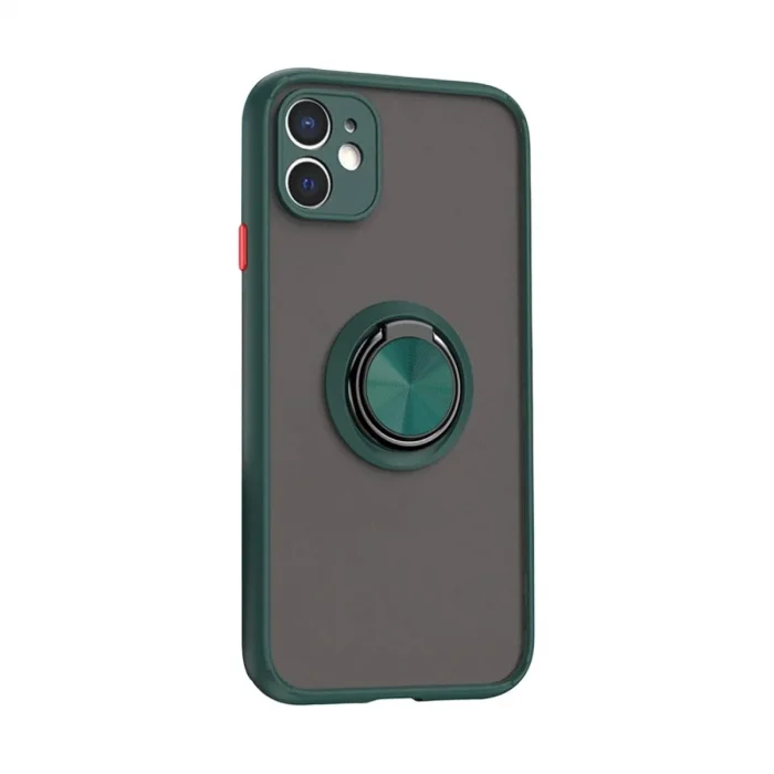İphone 11 Kılıf Montreal Yüzüklü Silikon Kapak - Yeşil