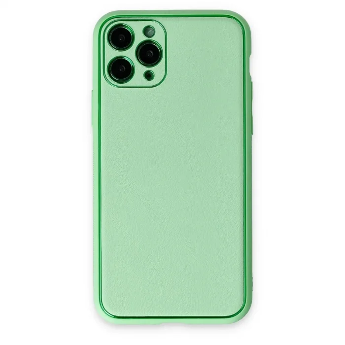 İphone 11 Pro Kılıf Coco Deri Silikon Kapak - Açık Yeşil
