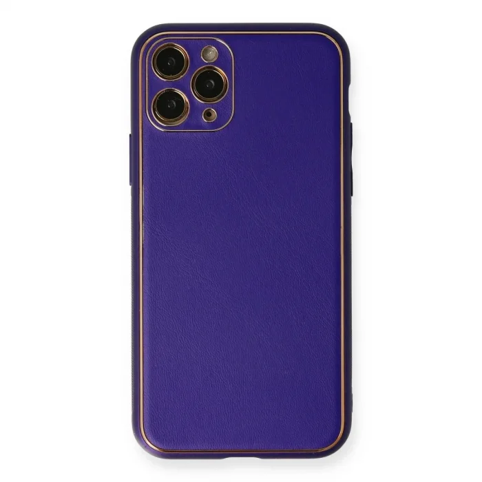 İphone 11 Pro Kılıf Coco Deri Silikon Kapak - Mor