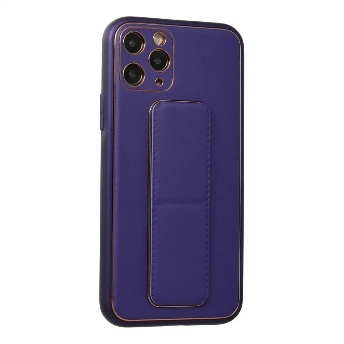 Apple İphone 11 Pro Kılıf Coco Deri Standlı Kapak - Mor