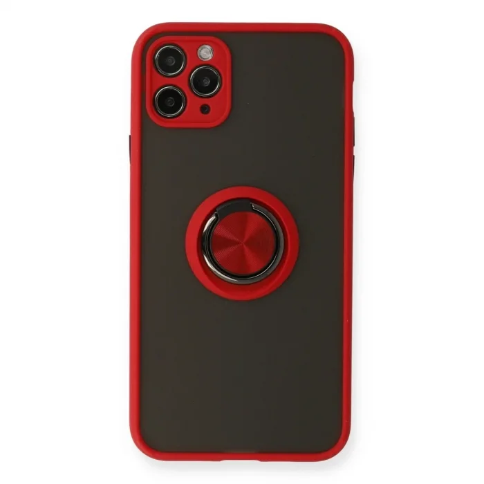 İphone 11 Pro Kılıf Montreal Yüzüklü Silikon Kapak - Kırmızı