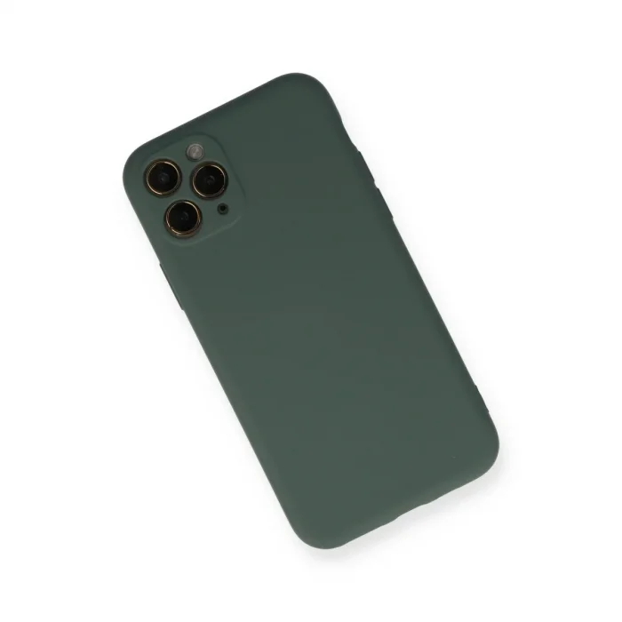 İphone 11 Pro Kılıf Nano İçi Kadife Silikon - Koyu Yeşil