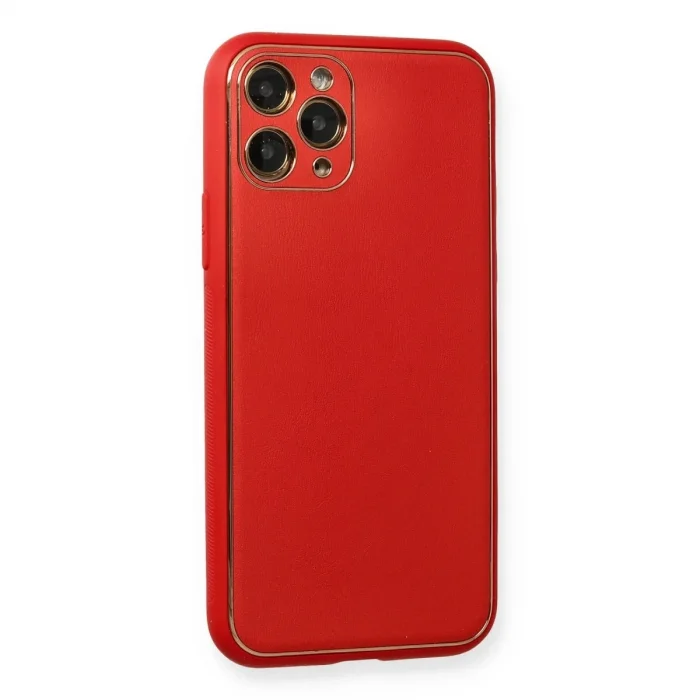 İphone 11 Pro Max Kılıf Coco Deri Silikon Kapak - Kırmızı