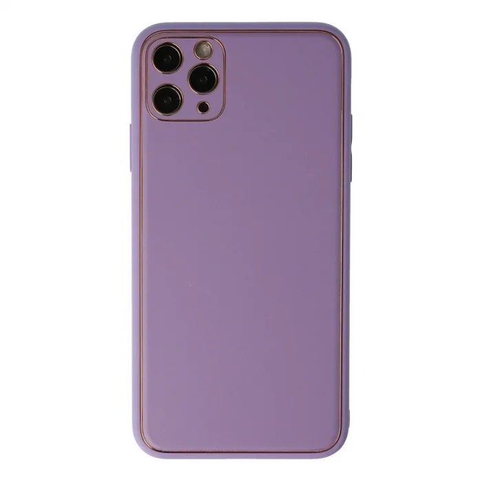 İphone 11 Pro Max Kılıf Coco Deri Silikon Kapak - Lila