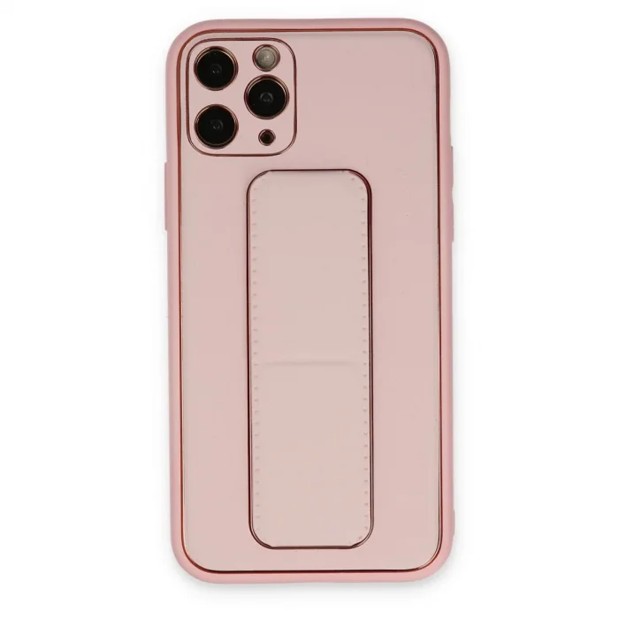 İphone 11 Pro Max Kılıf Coco Deri Standlı Kapak - Pembe