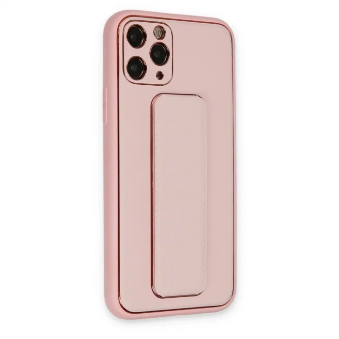 İphone 11 Pro Max Kılıf Coco Deri Standlı Kapak - Pembe