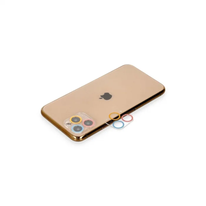Apple İphone 11 Pro Max Renkli Kamera Lens Koruma Cam - Pembe-mavi