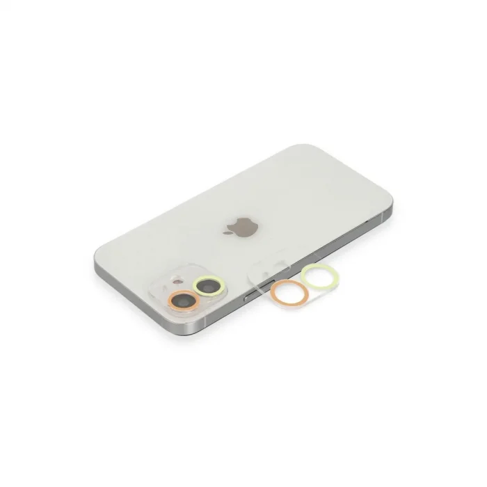 Apple İphone 11 Renkli Kamera Lens Koruma Cam - Sarı-turuncu