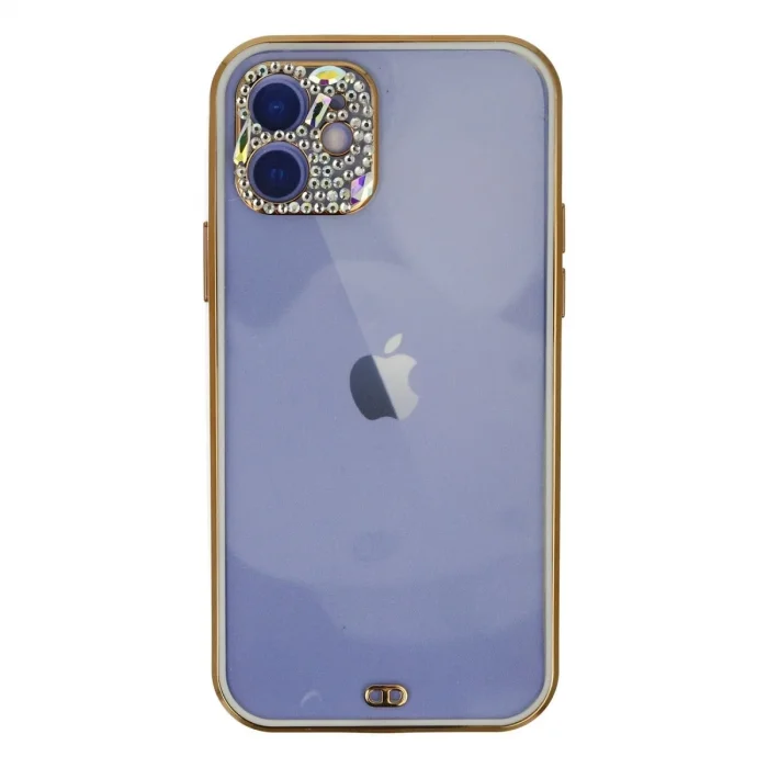 Apple İphone 12 Kılıf Liva Taşlı Silikon - Beyaz